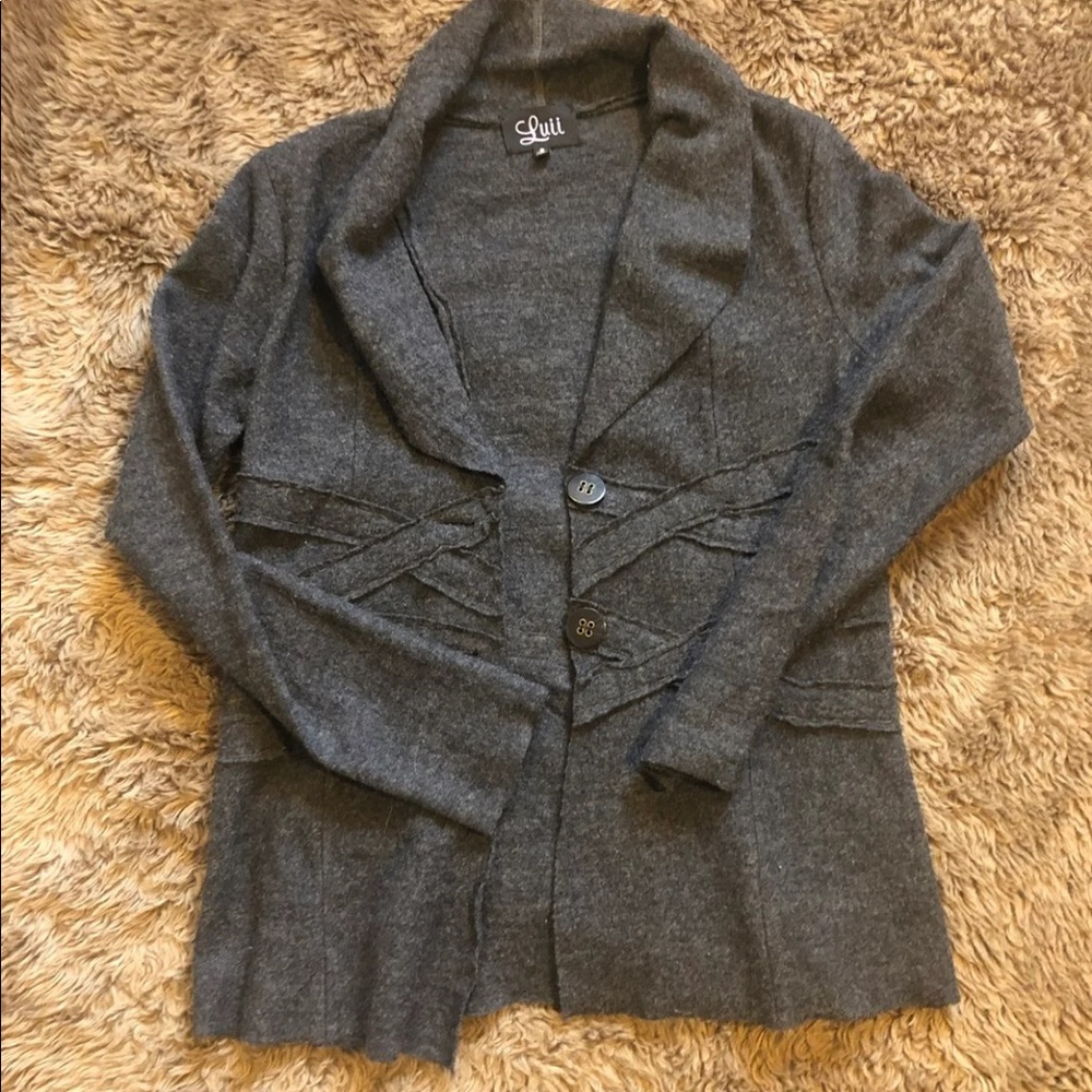 Navy blue/grey sweater jacket/blazer